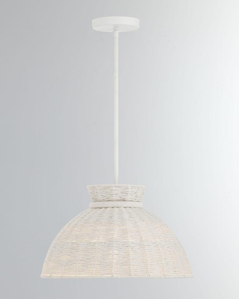 Crystorama Reese 1-Light Matte White Pendant, 16"
