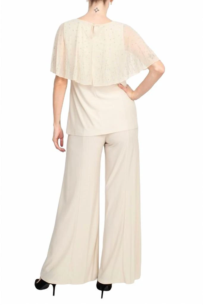 MARINA Marina - Boat Neck Embellished Capelet Sleeve Top 
Wide Leg Pant Set 3