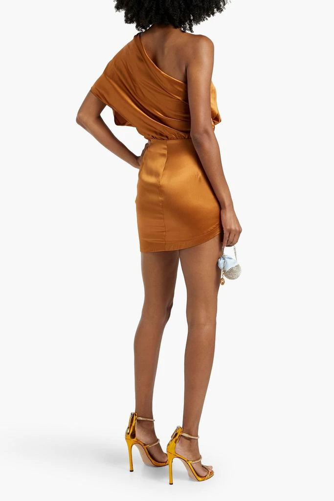 Michelle Mason One-shoulder draped silk-satin mini dress 3