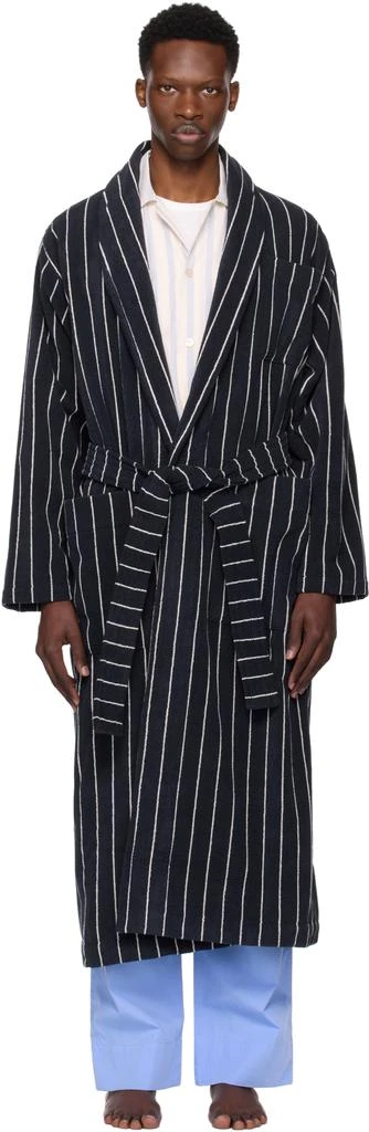 Tekla Navy Terry Classic Bathrobe