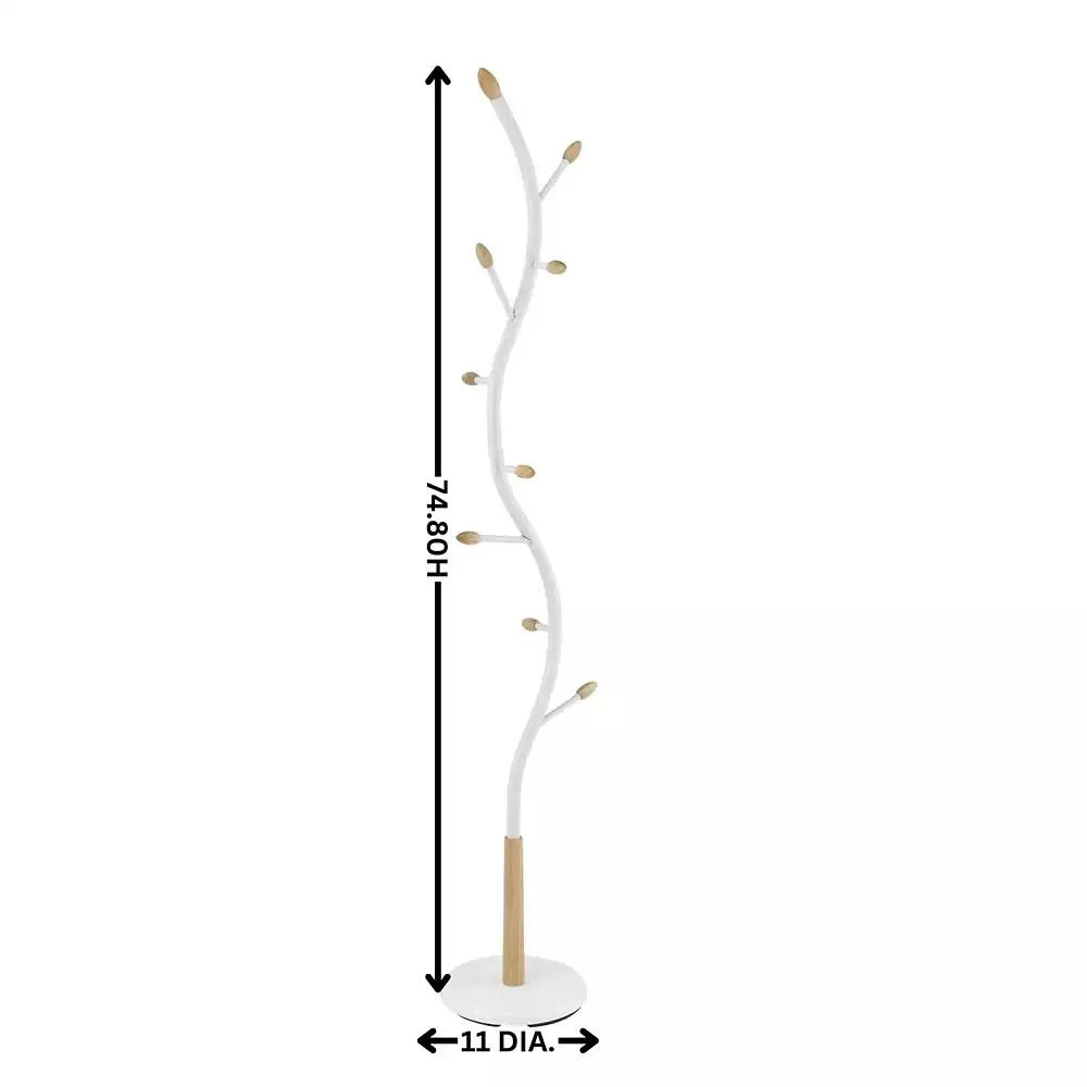 Streamdale Furniture Arles Metal Whtie and Oak Standing Coat Rack 4