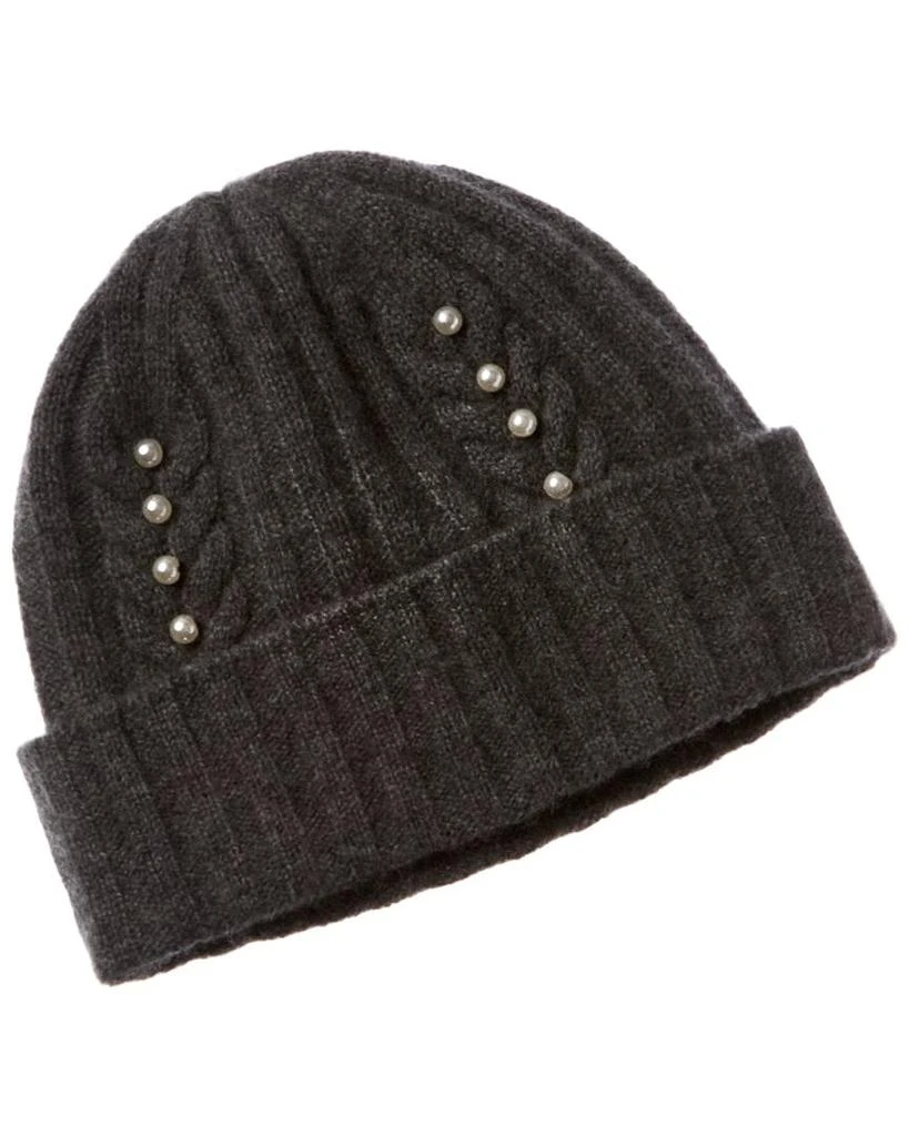 Hannah Rose Rib & Cable Pearls Cashmere Hat 1