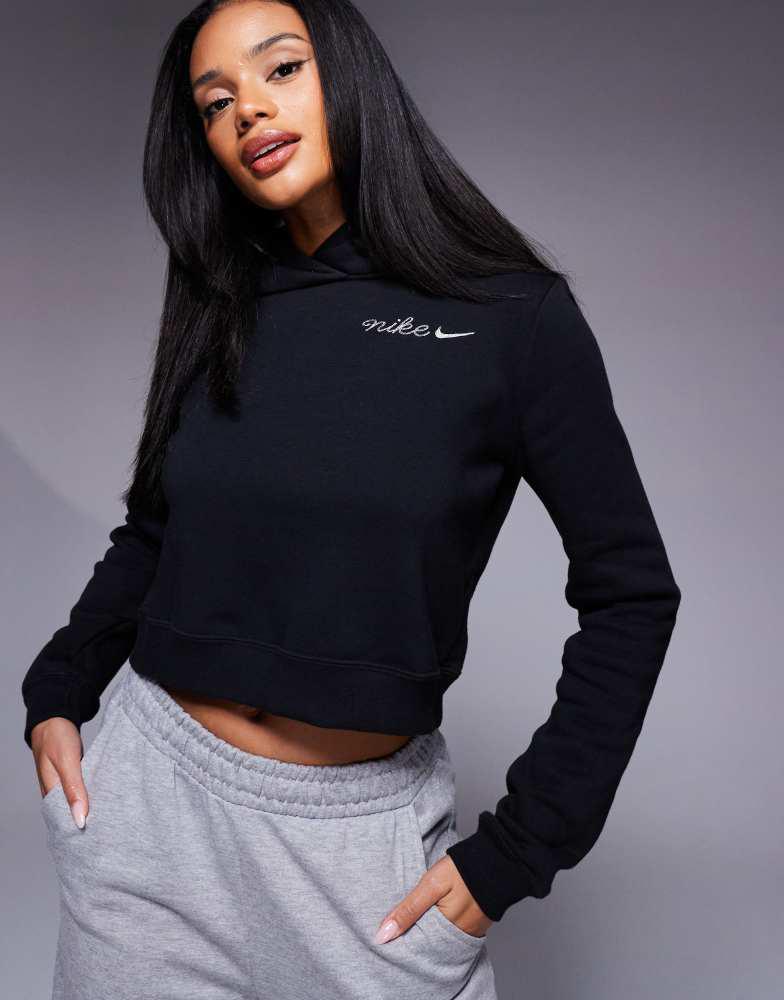 nike crop hoodie black