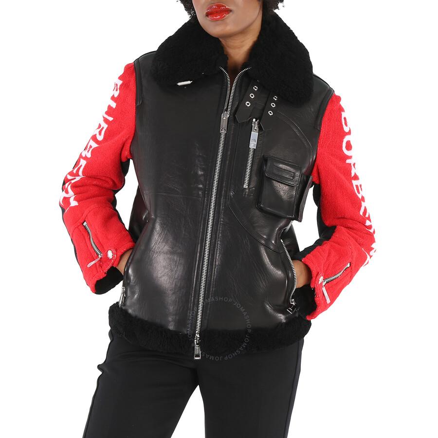 Burberry Burberry Leather And Shearling Contrast Sleeve