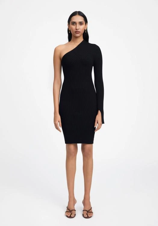 spring birthday dress 12G2P RANDOM THIN RIB ASYMMETRIC LONG DRESS