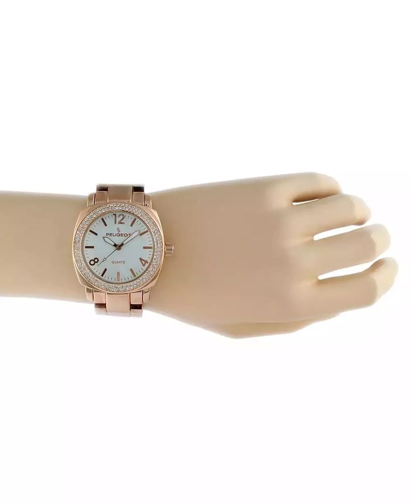 Peugeot Women's 40mm Rose Gold Boyfriend Bracelet Watch with Crystal Bezel 4