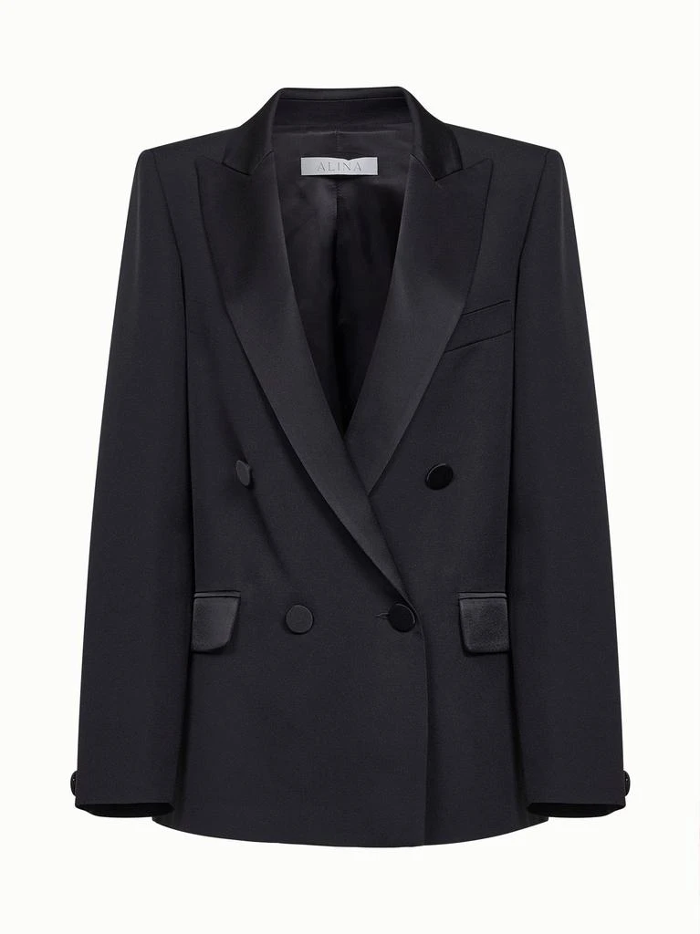 ALINA' ALINA' | Black enver satin oversized double-breasted blazer | Women | 38 1