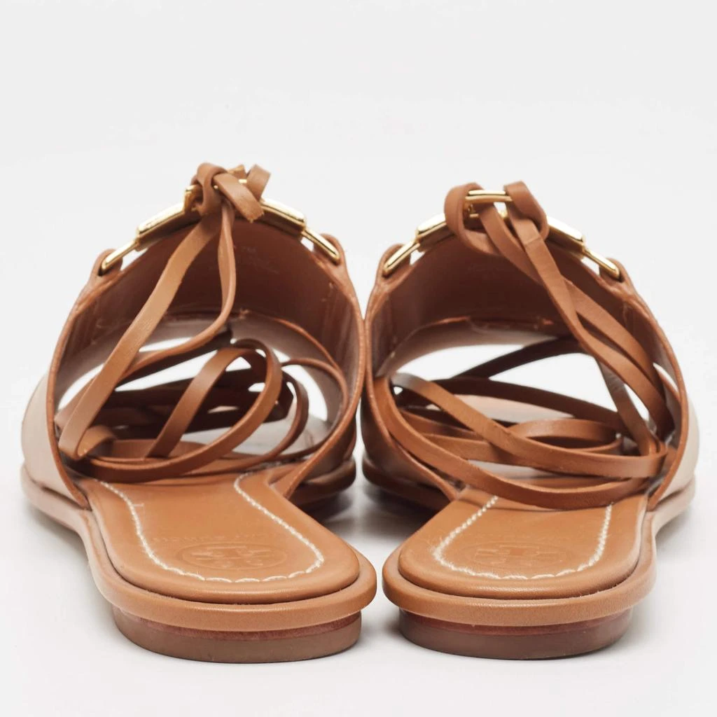 Tory Burch Tory Burch Brown Leather Gemini Link Flat Sandals Size 37.5 5