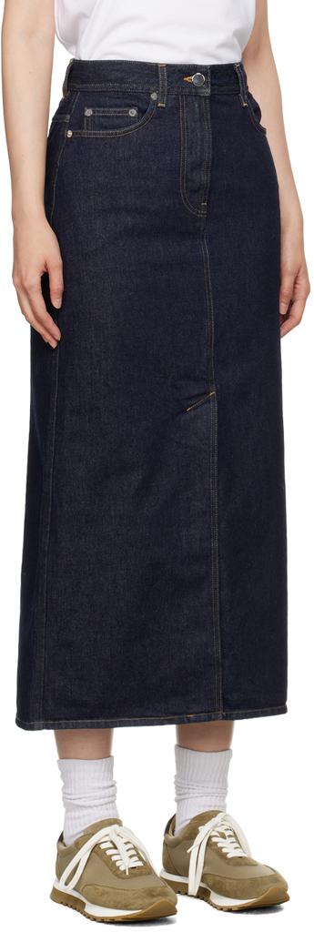 Loulou Studio Indigo Rona Denim Midi Skirt