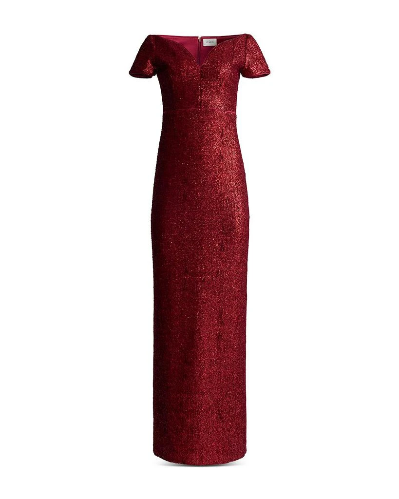 St. John Velvet Sequined Deep V Gown 5