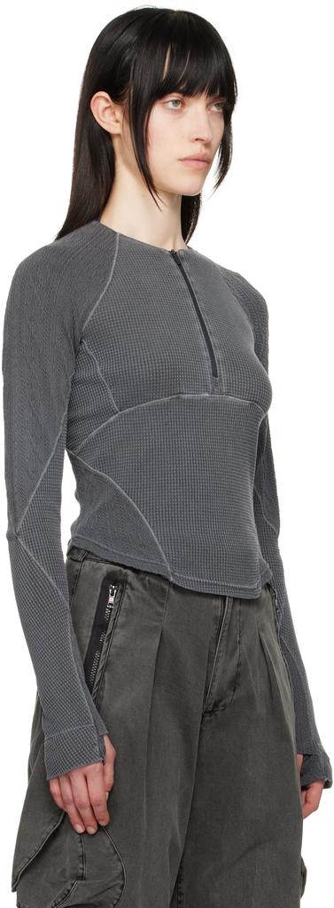 Hyein Seo Gray Half-Zip Raglan T-shirt