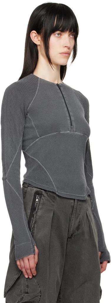 Hyein Seo Gray Half-Zip Raglan T-shirt 2