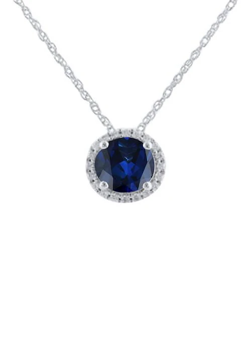 Belk 
Co. 2.5 ct. t.w. Lab Created Sapphire and Lab Created White Sapphire Pendant Necklace in Sterling Silver