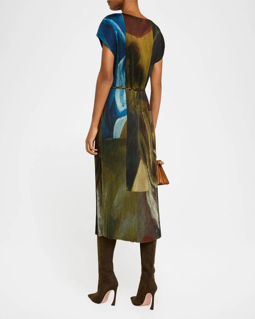 Lafayette 148 New York Pleated Abstract-Print Midi Dress 3