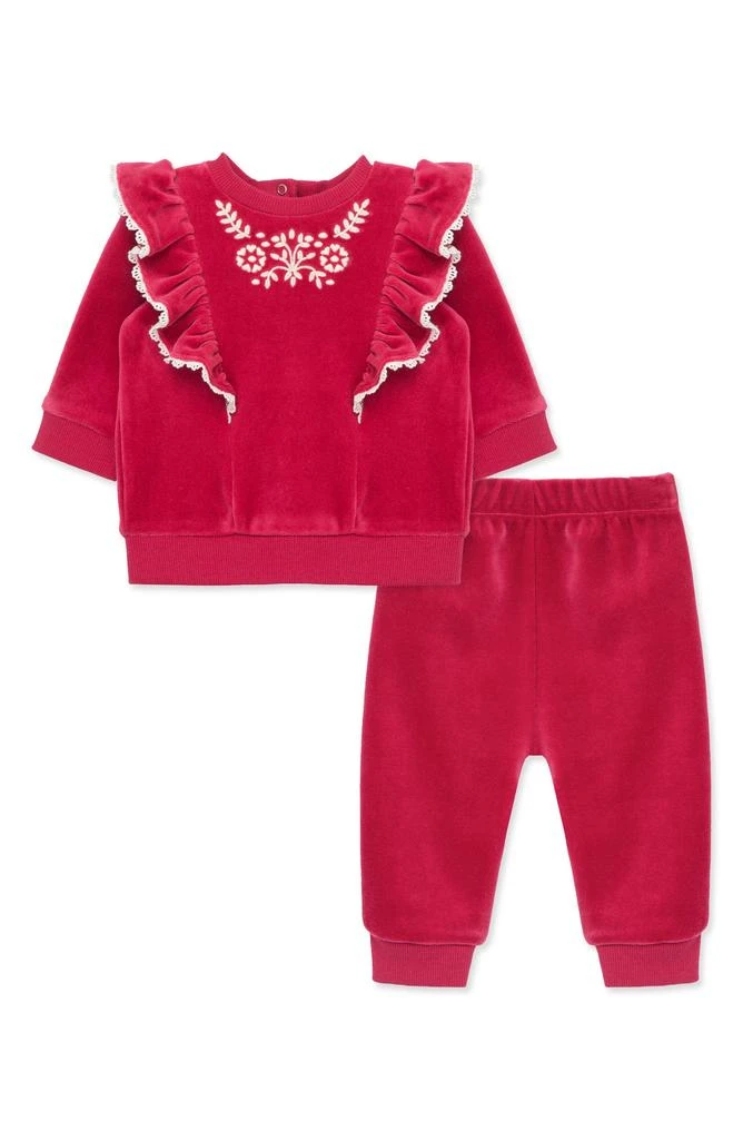 Little Me Floral Ruffle Velour Top & Joggers 1