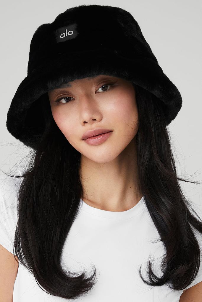 Alo Faux Fur Bucket Hat - Black