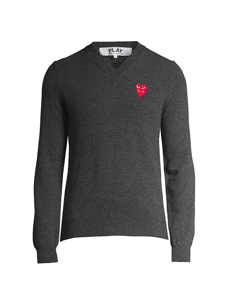 Comme des Garcons Play Double Heart V-Neck Pullover