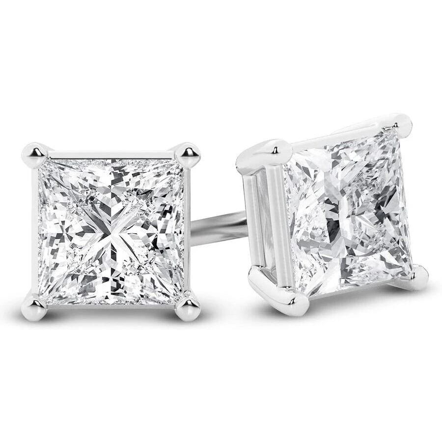 Brilliant Diamond 14K White Gold IGI Certified 0.50 Carat Princess Cut Lab Grown Diamond Stud Earrings for Women