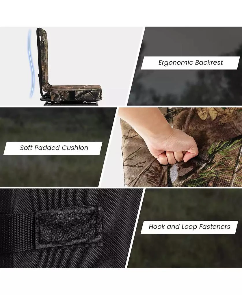 Mecale Swivel Folding Chair with Backrest and Padded Cushion 8