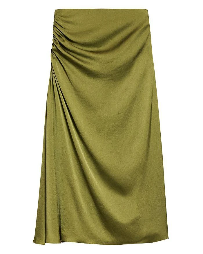 Theory Ruched Midi Skirt in Crushed Satin 7