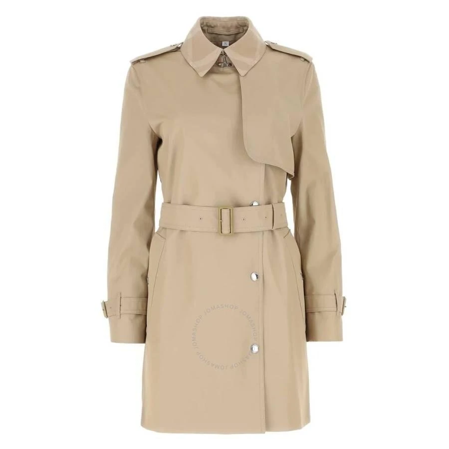 Burberry Check Panel Belted Waist Cotton Trench Coat 1