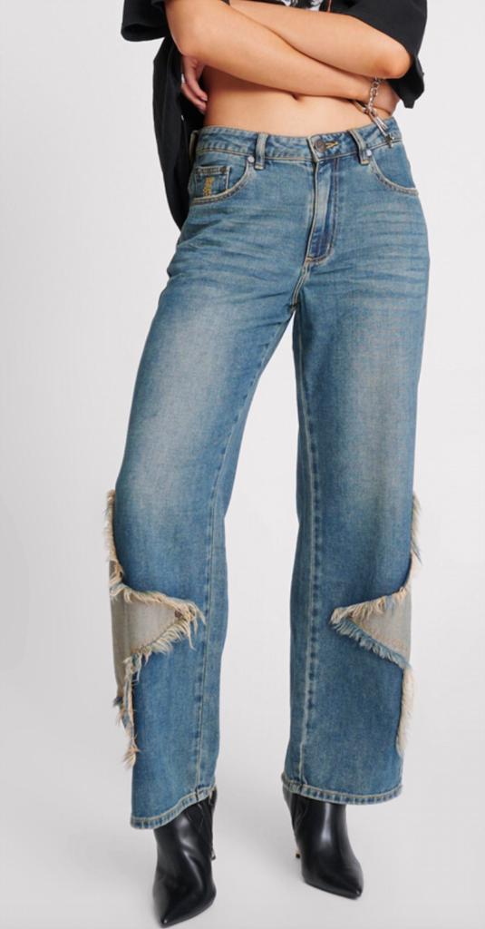 One Teaspoon One Teaspoon - Memphis Star Jackson Mid Waist Wide Leg Jeans