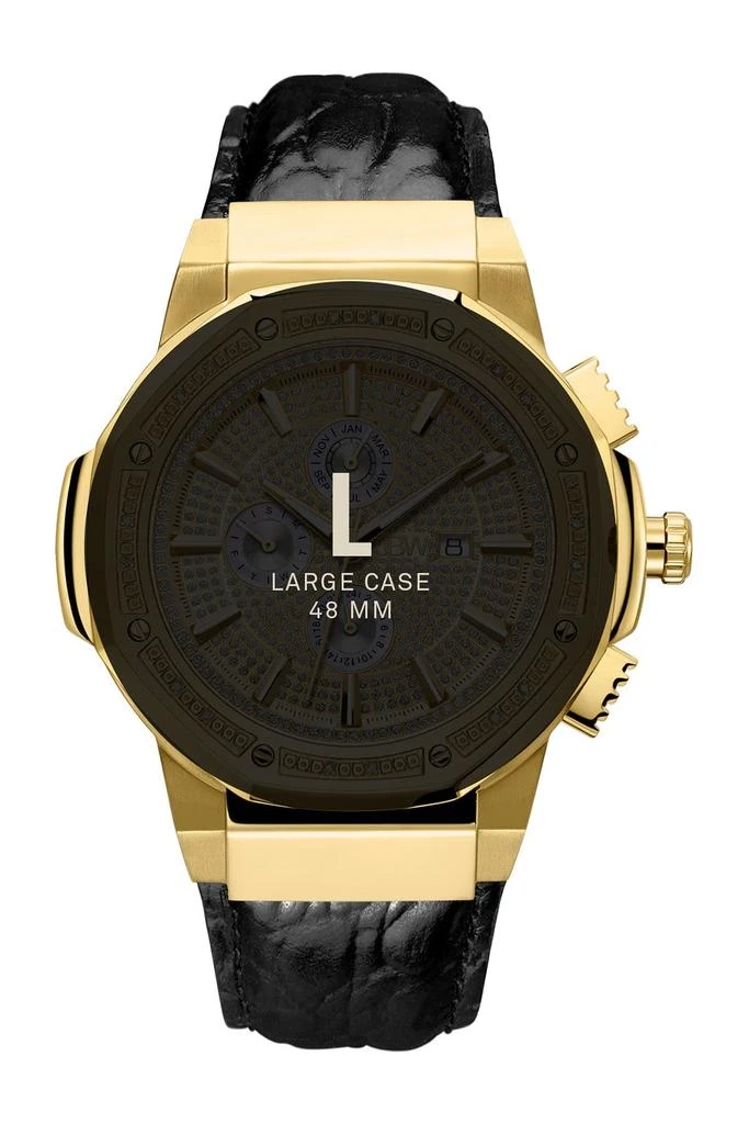 Jbw Men's Saxon Diamond Croc Embossed Leather Strap Watch, 48mm - 0.16 ctw 3
