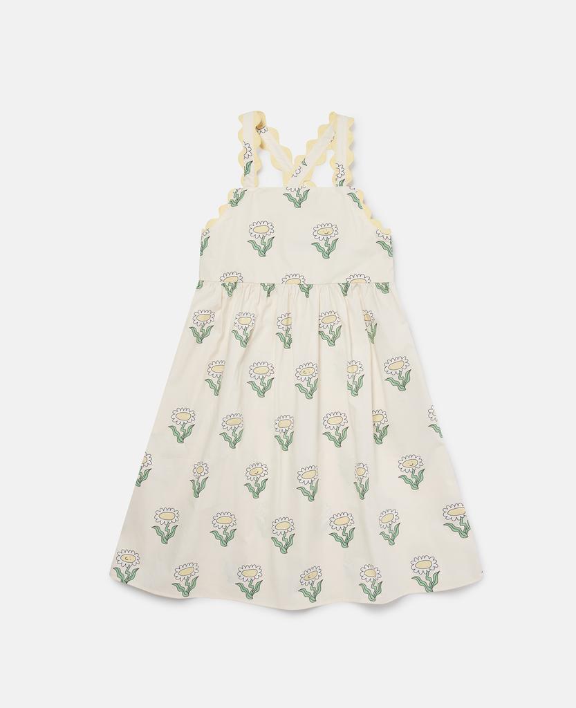 Stella McCartney Stella McCartney - Daisies Sleeveless Scalloped Trim Dress, Cream, Size: 3