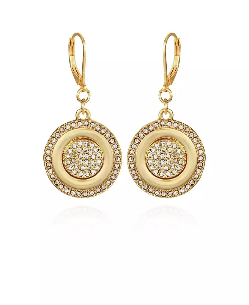 Vince Camuto Gold-Tone Pave Stone Coin Drop Earrings 1