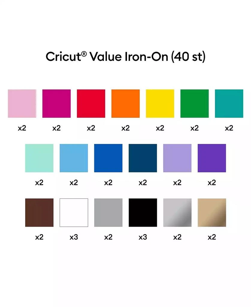 cricut Value Iron-On Vinyl Sheets, Rainbow Sampler - 12 in x 12 in (40 count) 2