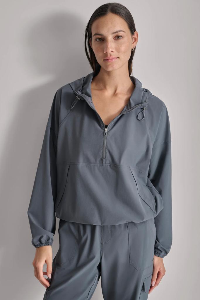 DKNY HALF ZIP PULLOVER WITH HOOD