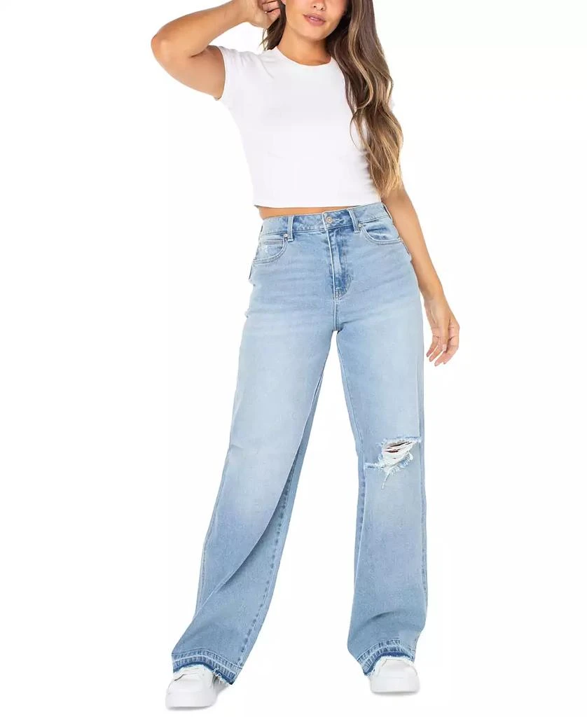 Celebrity Pink Juniors' High Rise Baggy Wide-Leg Curvy Jeans 1