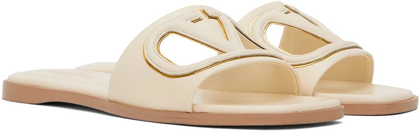 Valentino Off-White  VLogo Cutout Calfskin Slide Sandals 4