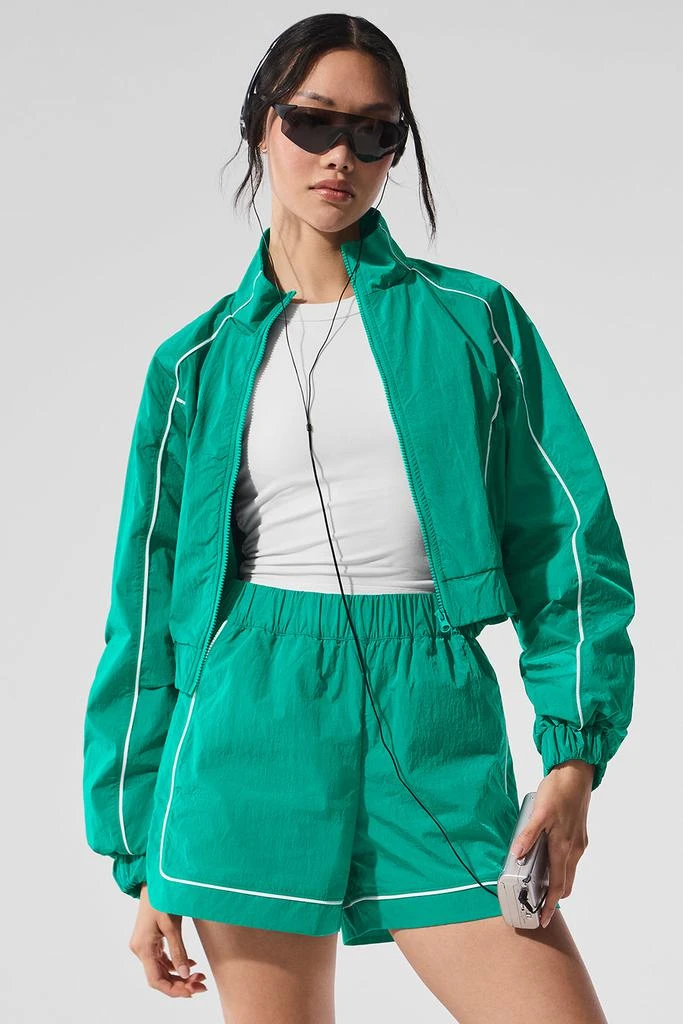 Alo Motivate Full-Zip Track Jacket - Spruce Green/White 1