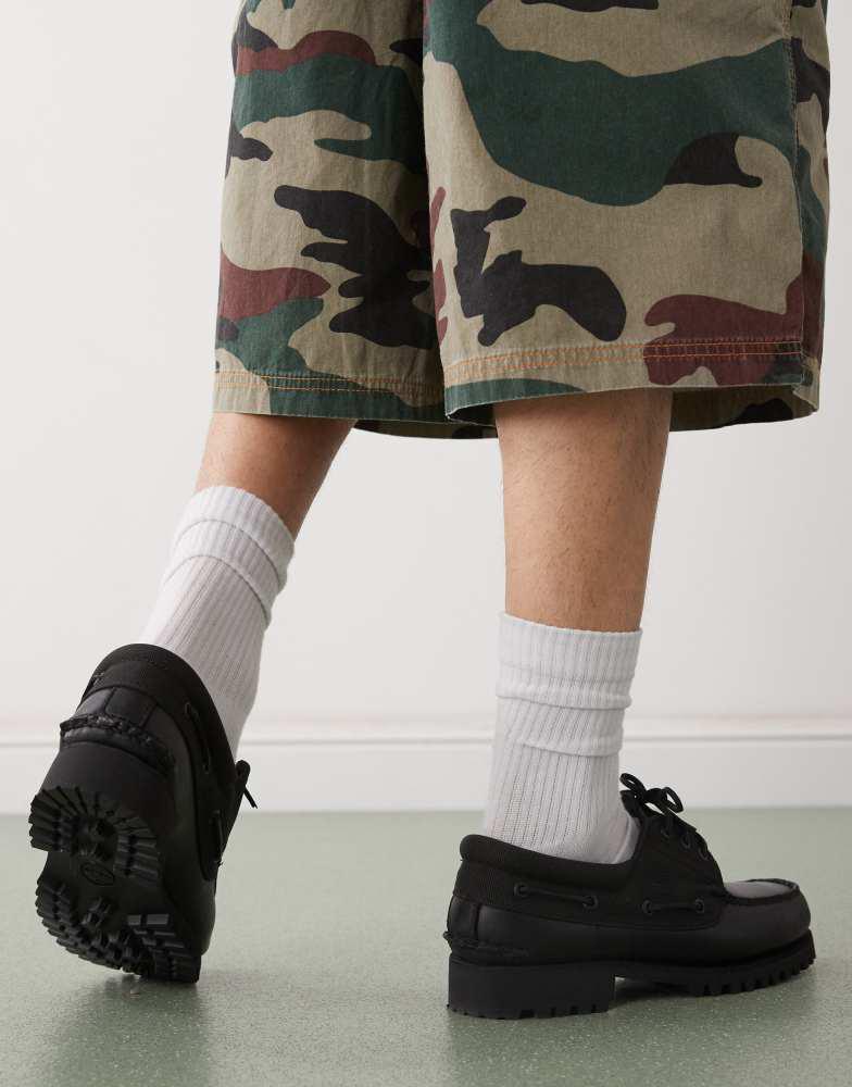 Timberland Timberland Authentic 3 eye boat shoe in black leather