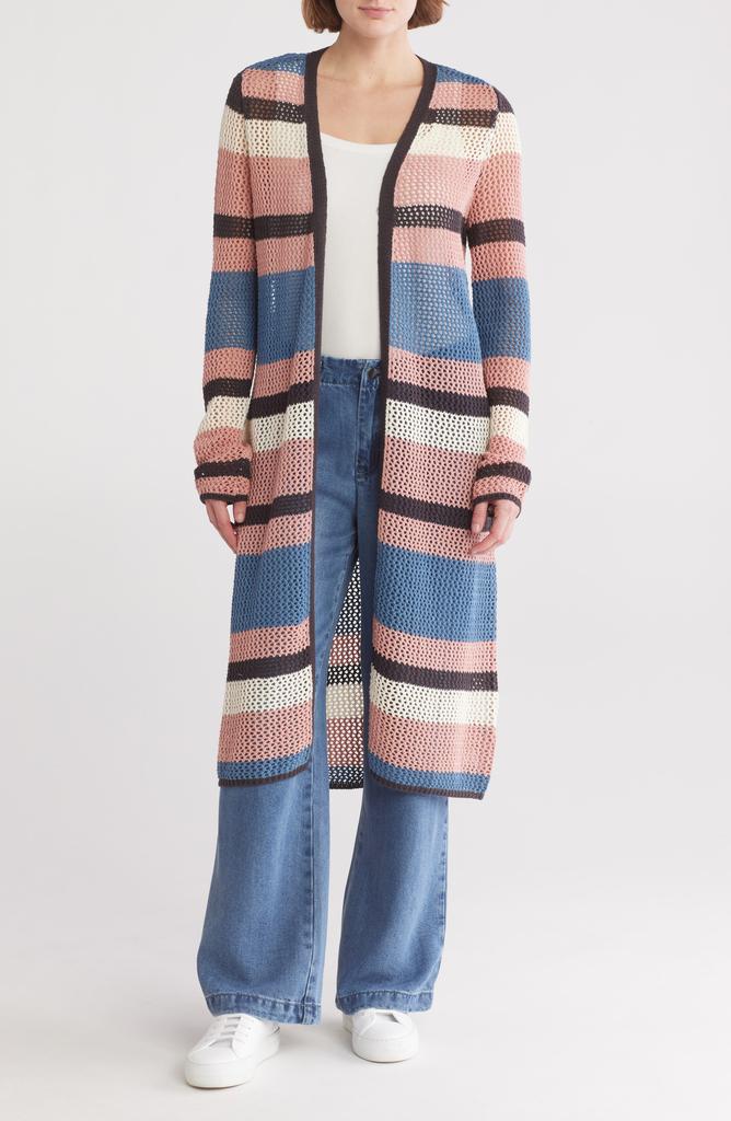 DR2 by Daniel Rainn Stripe Cotton Maxi Sweater Cardigan