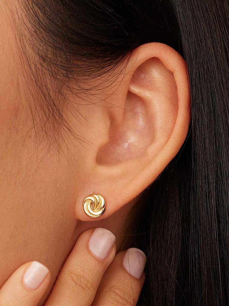 Oradina 14K Yellow Gold Infinite Love Studs