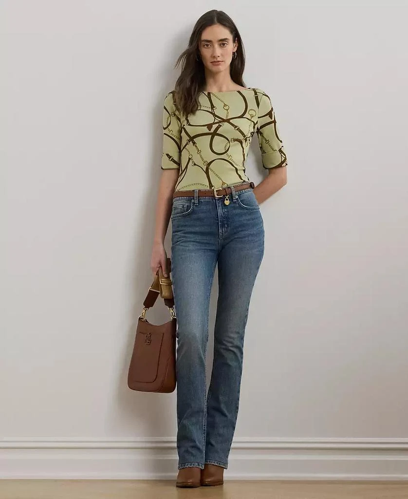 Ralph Lauren Women's Belting-Print Cotton-Blend Boatneck Tee 4