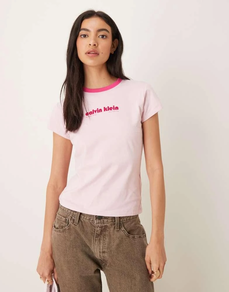 Calvin Klein Calvin Klein Jeans logo ringer t-shirt in pink