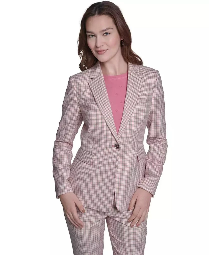 Tommy Hilfiger Women
s Plaid Notch Collar Slim Fit Blazer