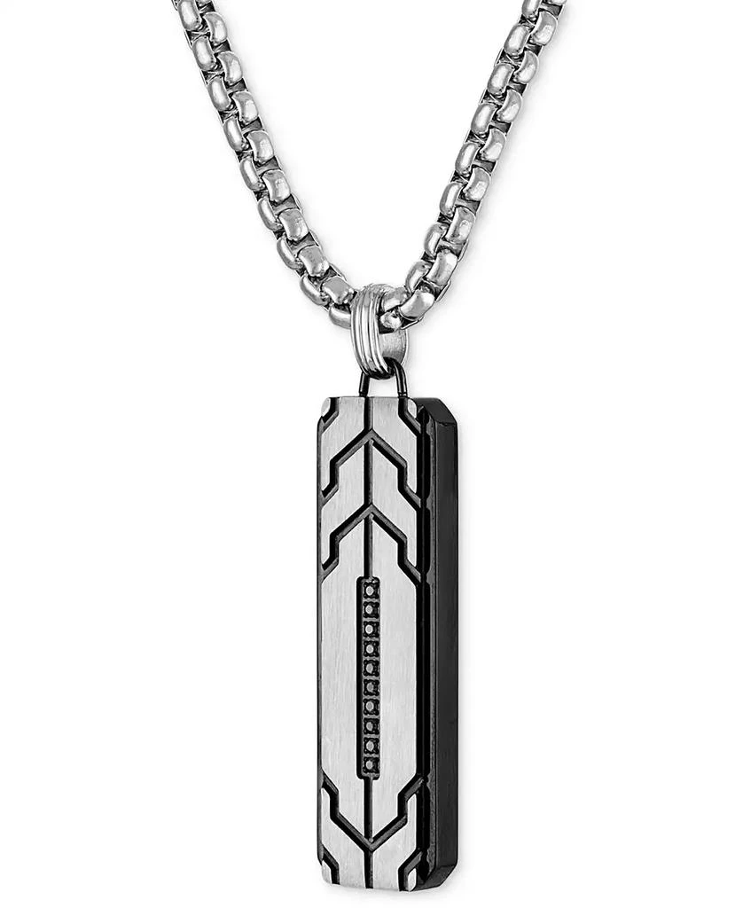 Esquire Men's Jewelry Black Diamond Dog Tag 22" Pendant Necklace in Stainless Steel & Black Ion-Plate, Created for Macy's 3