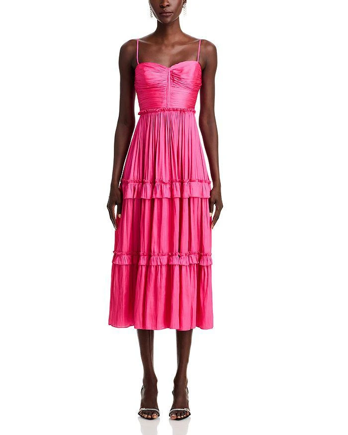 AQUA Ruched Ruffled Midi Dress - Exclusive 7