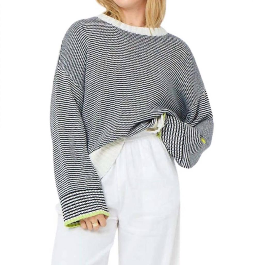 KERRI ROSENTHAL Summer Stripe Sweater In White,indigo