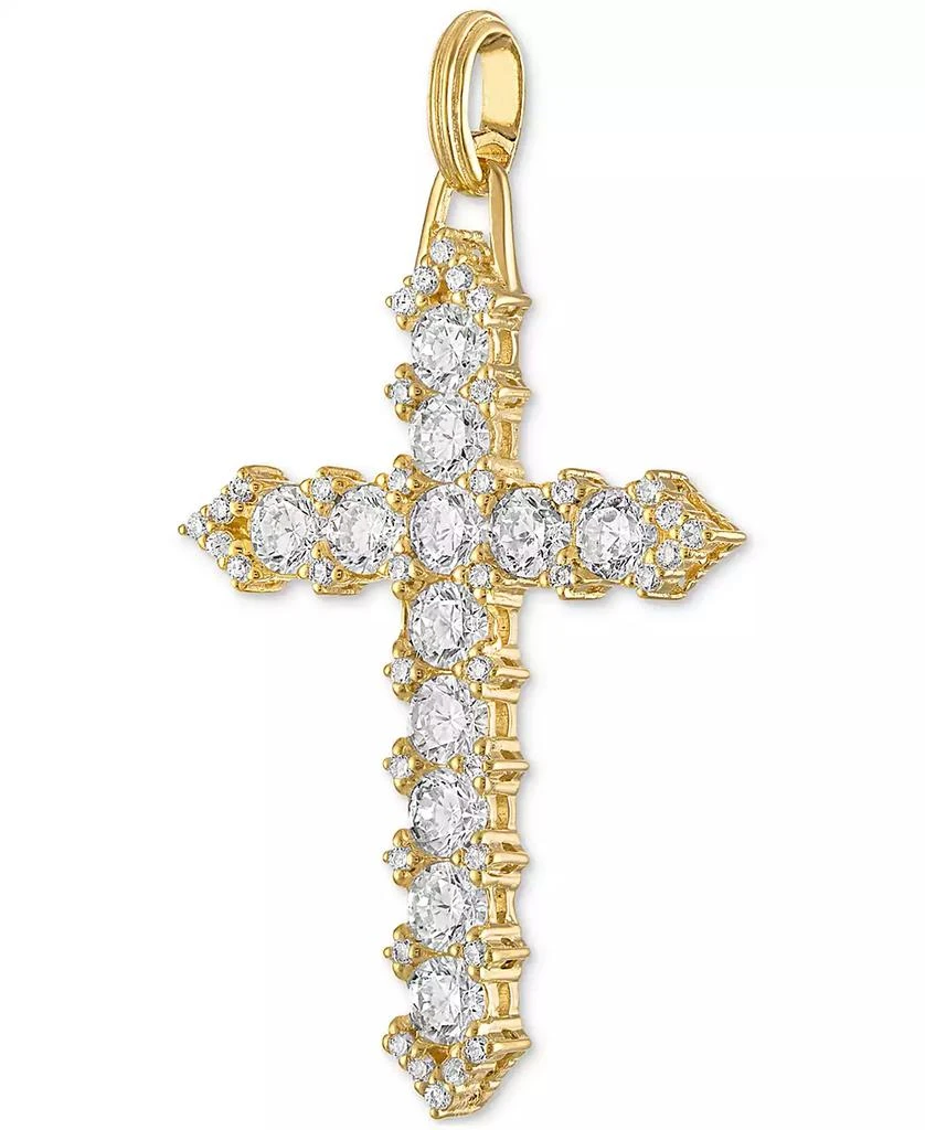 Esquire Men's Jewelry Cubic Zirconia Cross Pendant in 14k Gold-Plated Sterling Silver, Created for Macy's 2