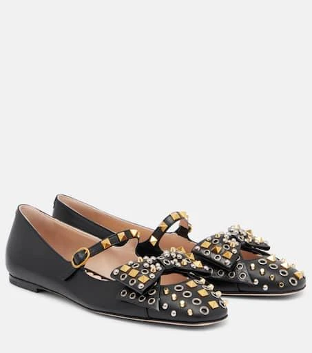 Valentino Bowow studded leather ballet flats 1