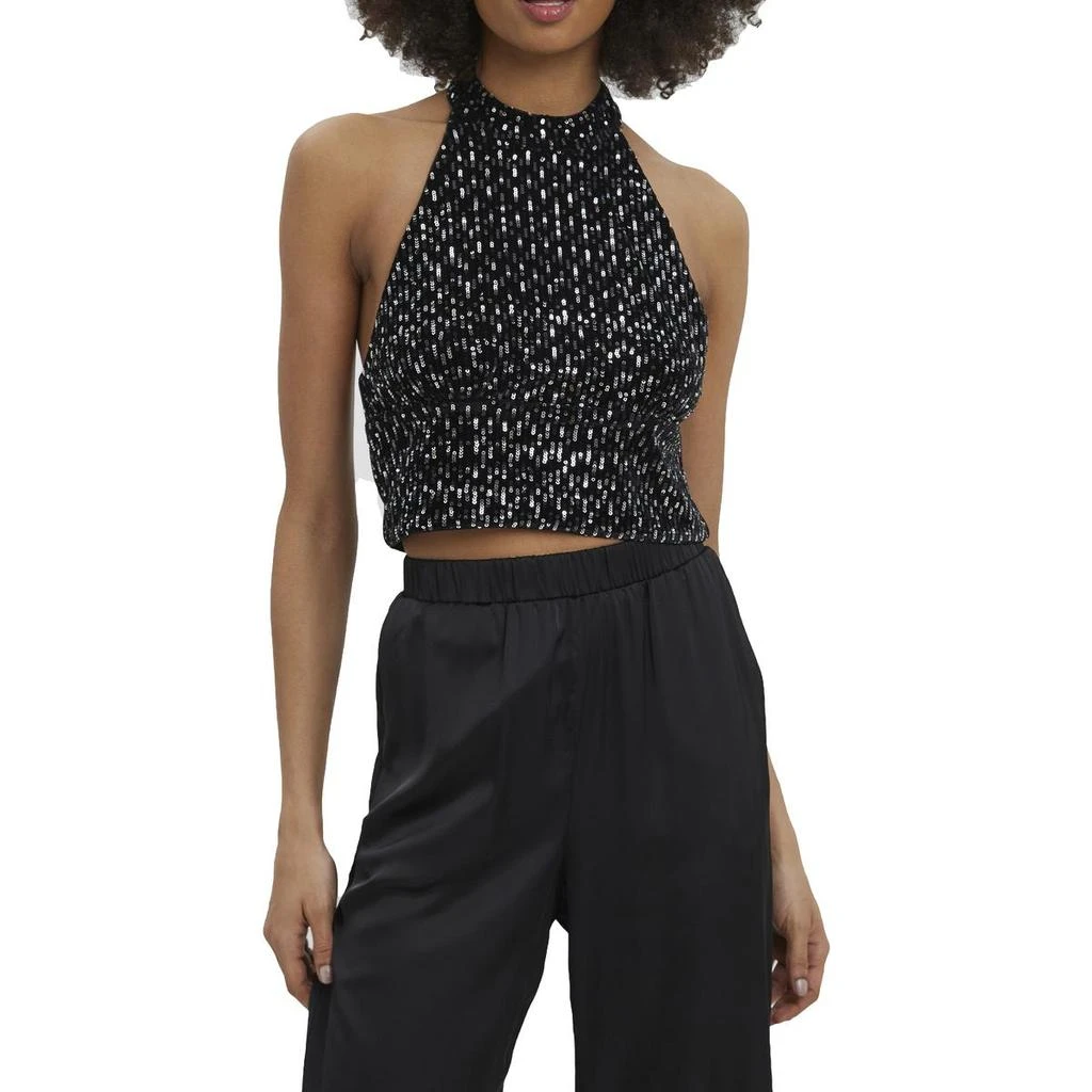 VERO MODA Carolina Womens Velvet Open Back Halter Top 1