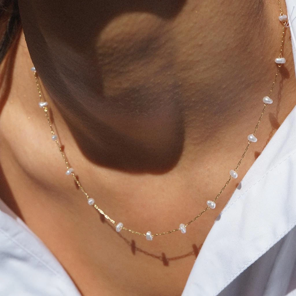 Orelia London Pearl Stationed Chain Necklace 5