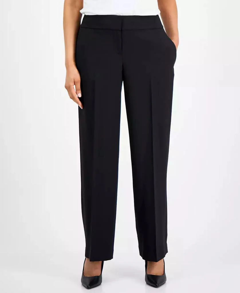 Le Suit Women
s Framed Plaid Belted Wide-Leg Pantsuit Set, Regular 
Petite 6