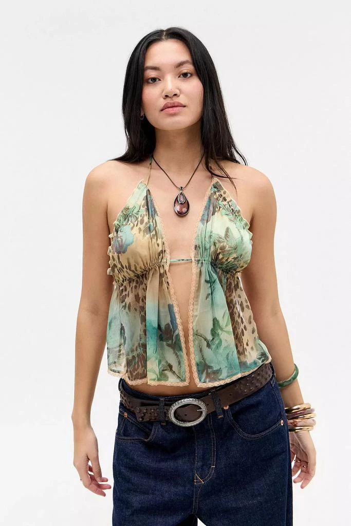Out From Under Out From Under Leopard Open Front Chiffon Cami 1