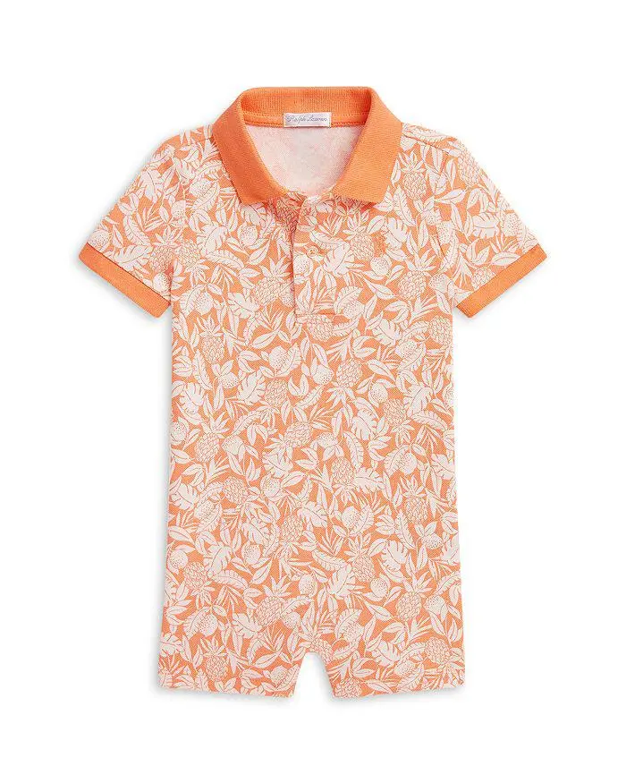 Ralph Lauren Polo Boys' Pineapple Stretch Mesh Polo Shortall - Baby